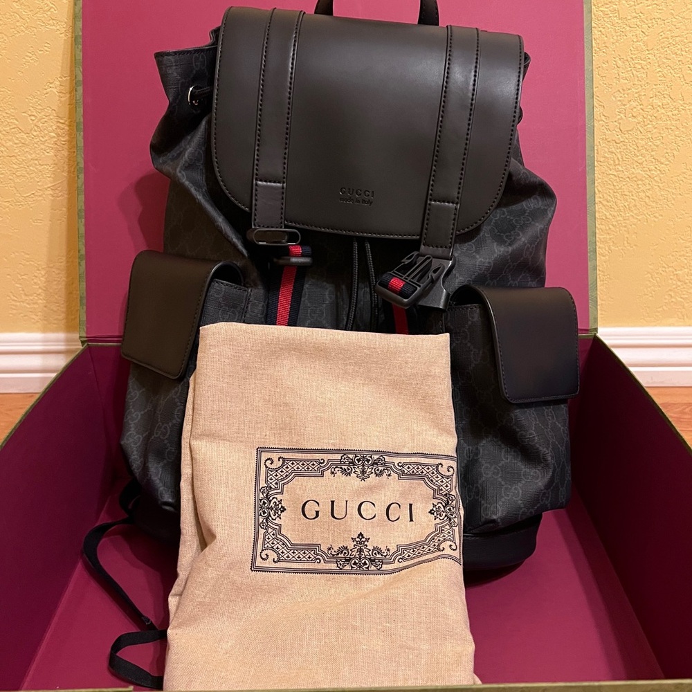 Gucci Black Soft GG Supreme Backpack